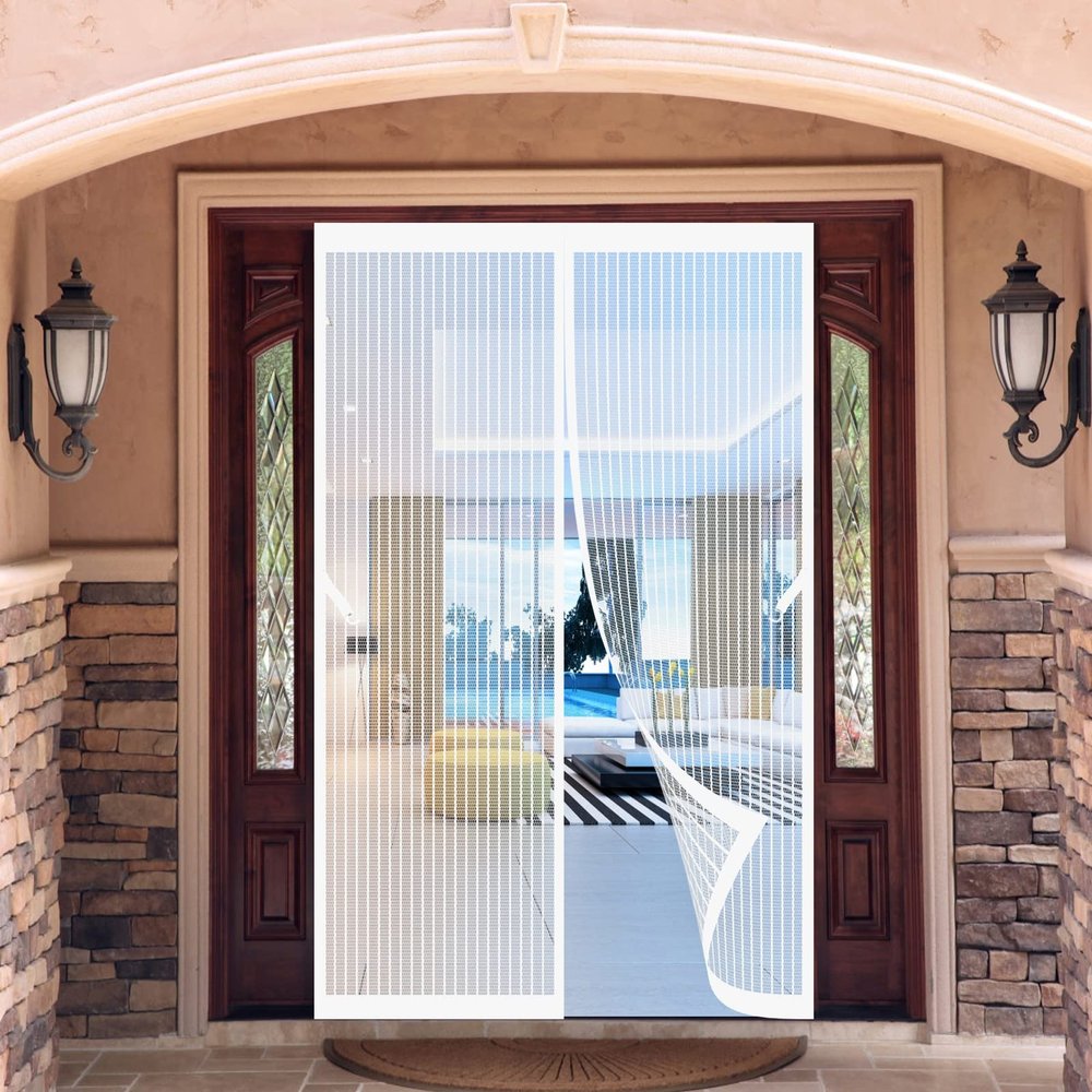 Magnetic Insect Screen Door 185 x 270 cm, No Drilling, Self-Closing, White