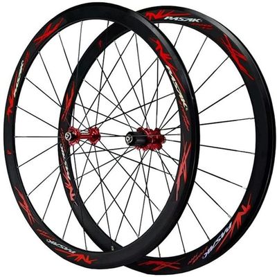 ZECHAO 700c Road Bike Wheelset, QR Rim Brake, 20/24H Aluminum Alloy, 8/9/10/11-Speed Freehub, Red