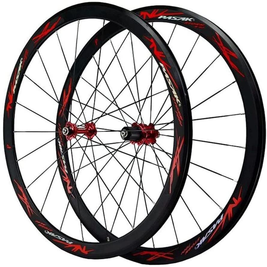 ZECHAO 700c Road Bike Wheelset, QR Rim Brake, 20/24H Aluminum Alloy, 8/9/10/11-Speed Freehub, Red