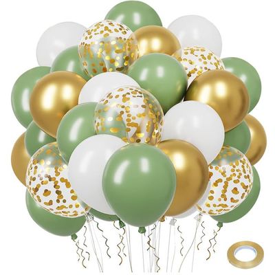 Green and Gold Birthday Balloons, 52 Count