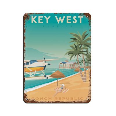 Lsjuee Key West Vintage Metal Wall Sign