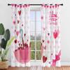 Hiseng Sheer Voile Curtains with Grommets, 2-Piece Set, Red Heart, 31.5 x 45.3 in view 2