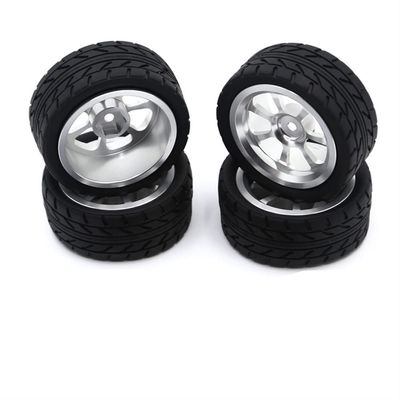 WORKSDUO 65 mm Metal Wheels & High-Grip Rubber Tires for Wltoys RC Cars, Silver