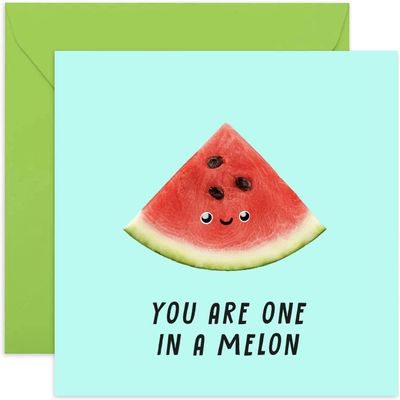 Old English Co. Fun Watermelon "One In A Melon" Congratulations Card for a New Job, Exam Results or Driving Test, for Him, Brother, Sister or Dad, Blank Inside with Envelope
