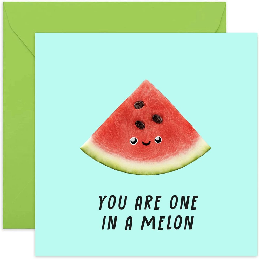 Old English Co. Fun Watermelon "One In A Melon" Congratulations Card for a New Job, Exam Results or Driving Test, for Him, Brother, Sister or Dad, Blank Inside with Envelope