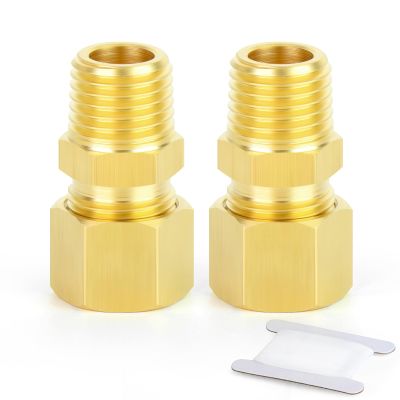 ERGAOBOY 2-Pack Brass Compression Tube Fittings, 6 mm OD x 1/4" BSP Female Thread, Straight Union