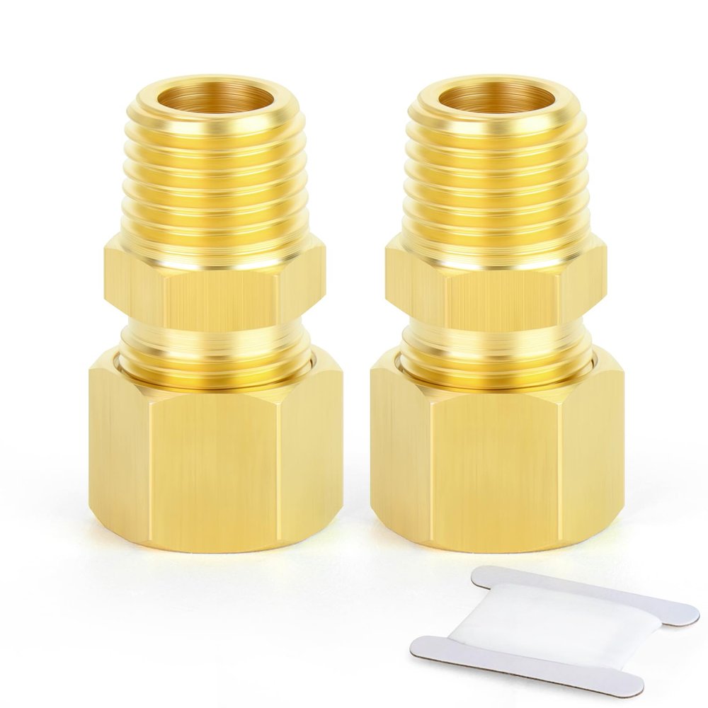 ERGAOBOY 2-Pack Brass Compression Tube Fittings, 6 mm OD x 1/4" BSP Female Thread, Straight Union