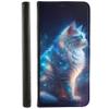 CoverHeld Phone Case for Samsung Galaxy A22 5G, Faux Leather Flip Case, Design 3512, Glowing Cat with Blue Shimmer view 1