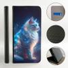 CoverHeld Phone Case for Samsung Galaxy A22 5G, Faux Leather Flip Case, Design 3512, Glowing Cat with Blue Shimmer view 2
