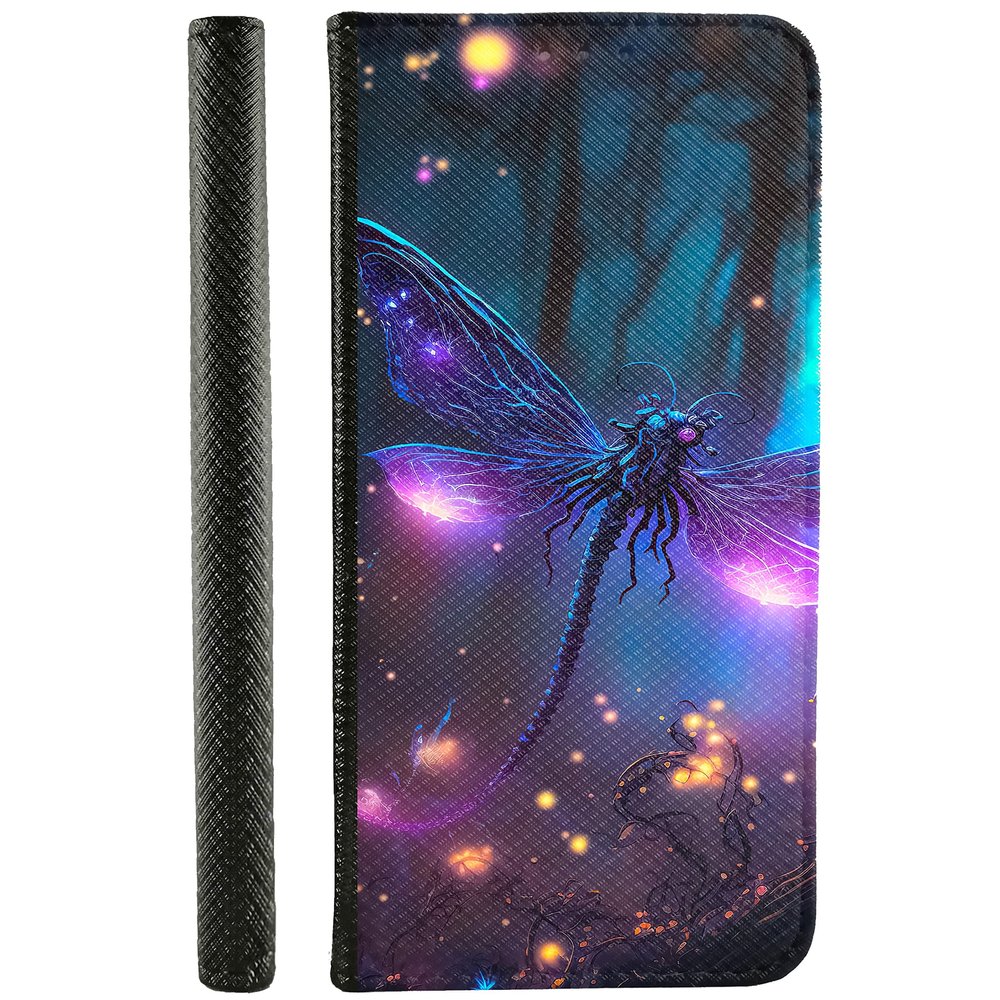 CoverHeld Phone Case for Motorola Moto G52, Faux Leather Flip Case, Design 3519 Magical Dragonfly Purple Shimmer