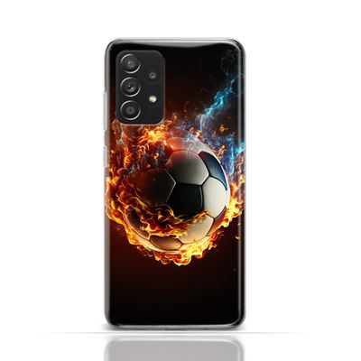 Huawei P30 Pro Silicone/TPU Case with Soccer, Fire and Blue Smoke Design