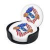 Vice Chairman of the Joint Chiefs of Staff “Blood Inside Me” Round Leather Coasters, Stain-Resistant and Heat-Resistant, Desk Protection, 6-Pack, 4.02 in view 2