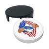 Vice Chairman of the Joint Chiefs of Staff “Blood Inside Me” Round Leather Coasters, Stain-Resistant and Heat-Resistant, Desk Protection, 6-Pack, 4.02 in view 3