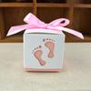 Christmas Gift Boxes, 20/50/100 Pieces, Baby Shower Favor Boxes, Footprint Design, Heart Pink view 4