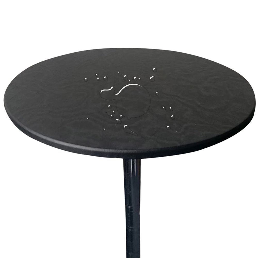 Round Stretch Tablecloth, Waterproof Wipeable Table Protector, 110 cm, Black