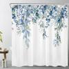 LB Blue Leaf Shower Curtain 240 x 175 cm, Watercolor Eucalyptus view 1