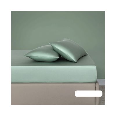DMKD Luxury Satin Tencel-Silk Fitted Sheet, 200 x 220 cm + 35 cm, Green