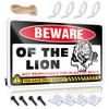 Home Bar Sign, Beware of Lion, Tin Sign, Outdoor Veranda Decor Warning Sign (Size: 30 x 40 cm) view 1