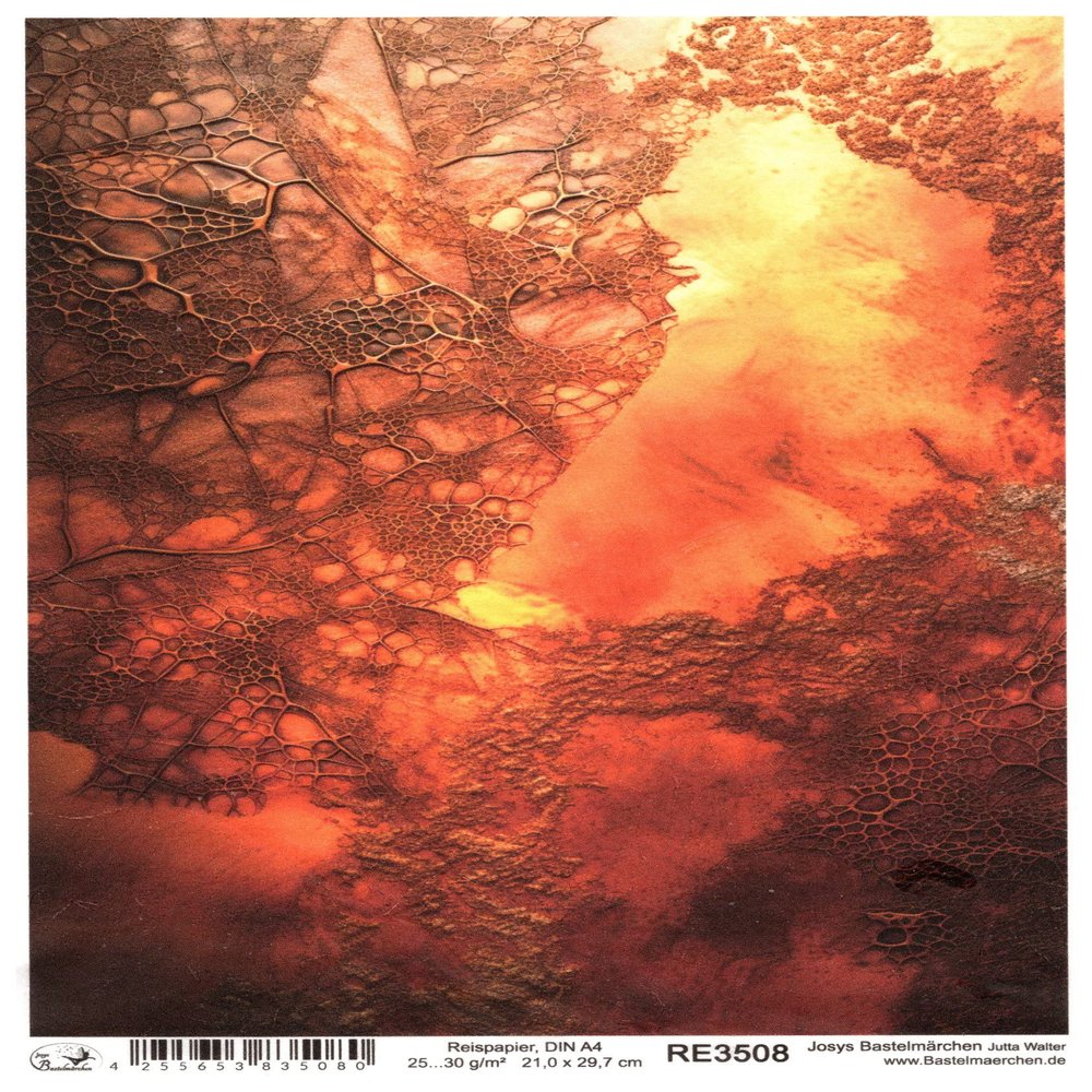 Josys Craft Fairy Rice Paper A4 Straw Silk Decoupage Background Pattern Rust RE3508