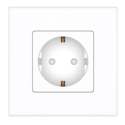 PULSAR Single-Gang White Glass Schuko Wall Outlet, 16A EU Standard