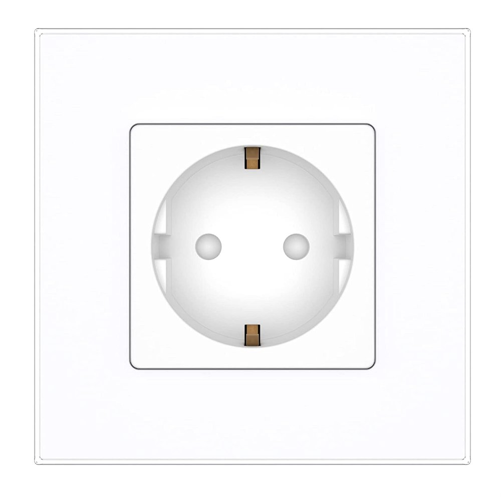 PULSAR Single-Gang White Glass Schuko Wall Outlet, 16A EU Standard