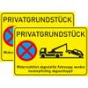 INDIGOS UG Signs 400 x 300 mm, 2-Piece XL Set, Private Property—Unauthorized Vehicles Will Be Towed, White, Aluminum Composite Panel view 1