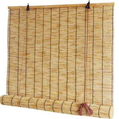 ZHJSHOU Outdoor Weather-Resistant Bamboo Roll-Up Shade, Natural Reed, 33.4 x 106.3 in (W x H)