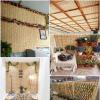 ZHJSHOU Outdoor Weather-Resistant Bamboo Roll-Up Shade, Natural Reed, 33.4 x 106.3 in (W x H) view 3