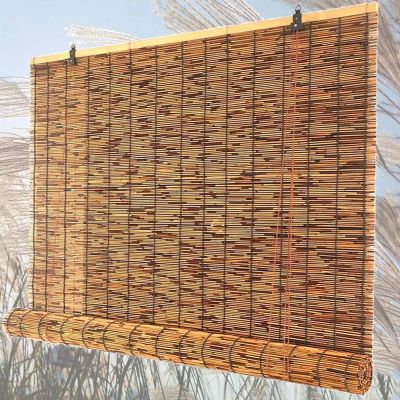 ZHJSHOU Retro Carbonized Natural Bamboo Reed Blind, 150 x 160 cm