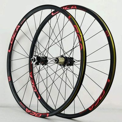 ZECHAO Mountain Bike Wheelset 26/27.5/29 in, 24-Hole Disc Brake, QR, 8–12-Speed, Black/Red