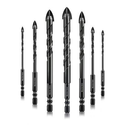 Meccion Tile Drill Bit Set, 3–12 mm, Glass Drill Bits with Cross-Tip Tungsten Carbide