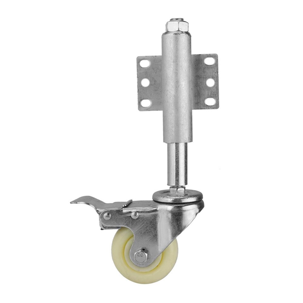 3-Inch Nylon Gate Roller, Spring-Loaded Swivel Caster with Brake, 50 kg Capacity