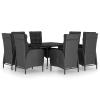 Festnight Black Rattan Garden Dining Set with Table and 8 Chairs view 2