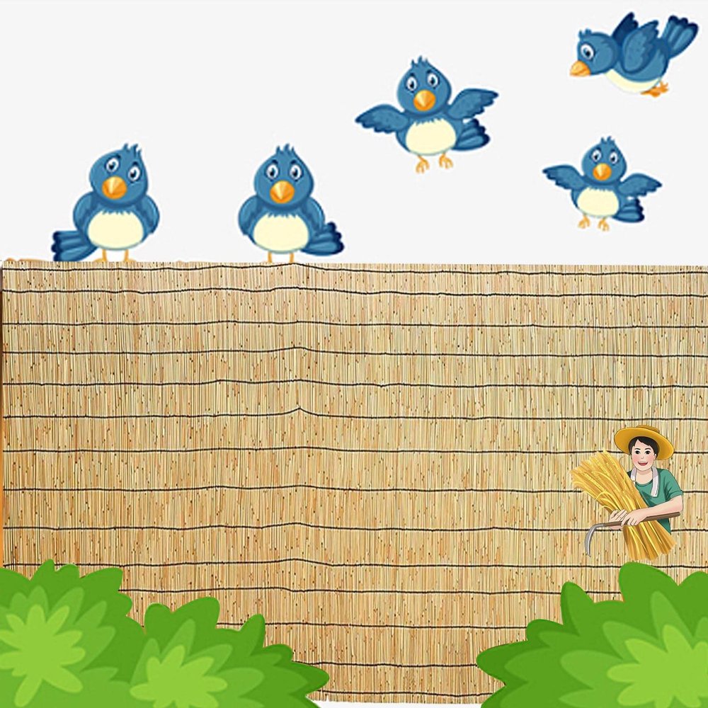 MZQMK Natural Reed Privacy Fence, 4 ft x 16.4 ft Bamboo Screen