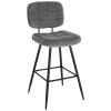 EUGAD Bar Stool with Backrest and Footrest, Velvet Upholstery, Dark Gray view 1