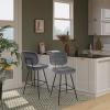 EUGAD Bar Stool with Backrest and Footrest, Velvet Upholstery, Dark Gray view 2