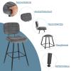 EUGAD Bar Stool with Backrest and Footrest, Velvet Upholstery, Dark Gray view 3