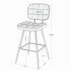 EUGAD Bar Stool with Backrest and Footrest, Velvet Upholstery, Dark Gray view 4