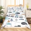 richhome Cartoon Train Duvet Cover Set, 135 x 200 cm, Tiger/Lion/Elephant Toddler Bedding, Watercolor Design view 2