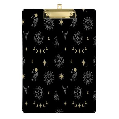 Boho Vintage Groovy Line Art Acrylic Clipboard, A4/Letter Size, Low-Profile Clip