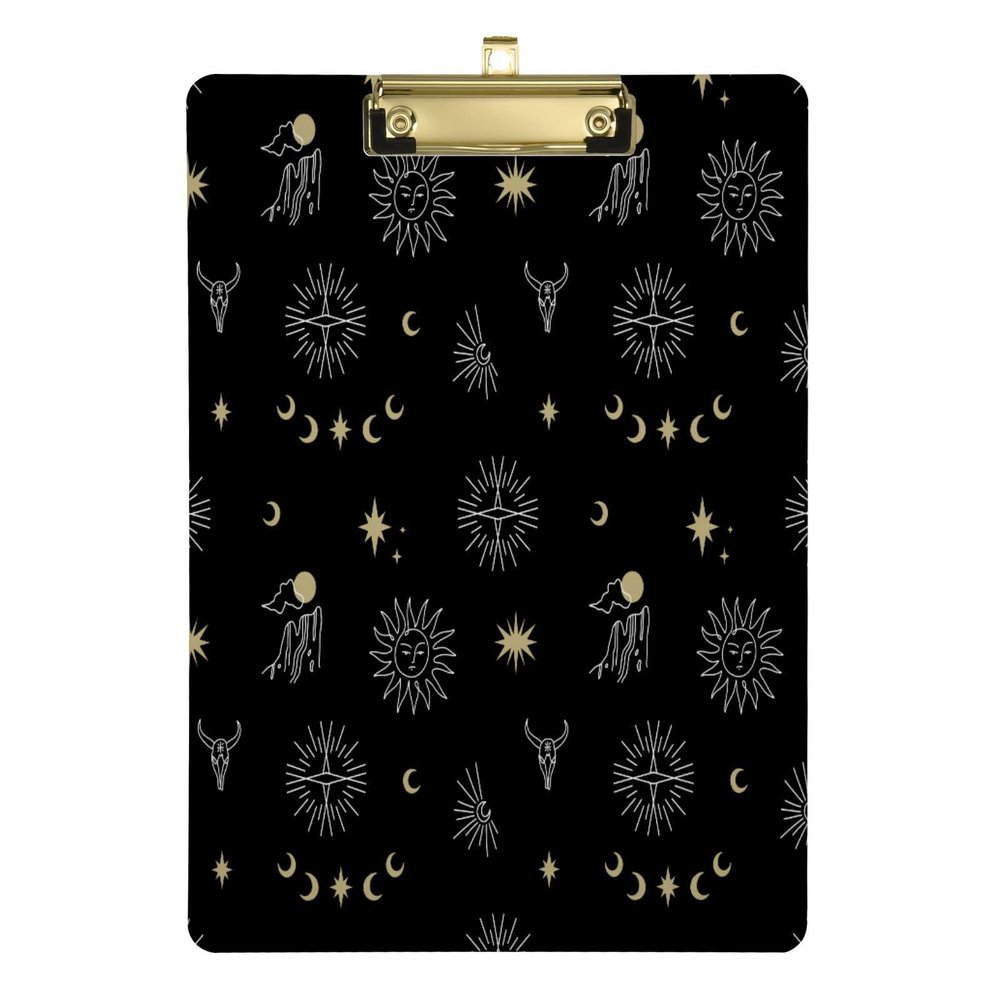Boho Vintage Groovy Line Art Acrylic Clipboard, A4/Letter Size, Low-Profile Clip