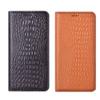 PHOPEER Genuine Leather Flip Case for Honor Magic 5 Pro, Crocodile Style, Card Slots and Stand, Brown view 1