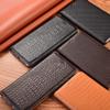 PHOPEER Genuine Leather Flip Case for Honor Magic 5 Pro, Crocodile Style, Card Slots and Stand, Brown view 2