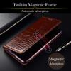 PHOPEER Genuine Leather Flip Case for Honor Magic 5 Pro, Crocodile Style, Card Slots and Stand, Brown view 4