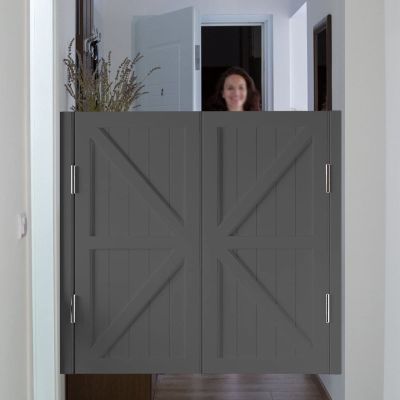 DAKAJA Solid Wood Saloon Swing Doors, Gray, W75 x H90 cm (29.5 x 35.4 in)