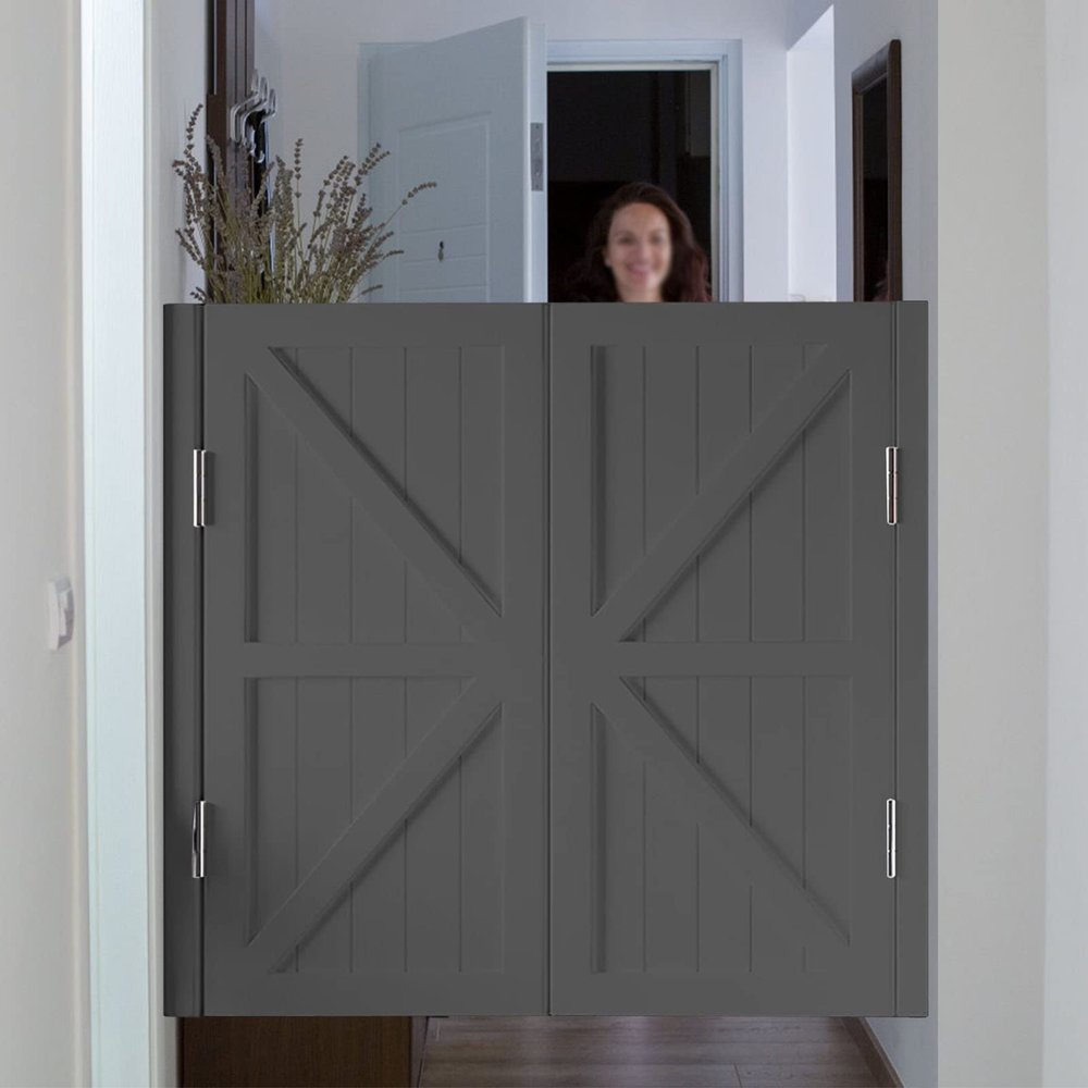 DAKAJA Solid Wood Saloon Swing Doors, Gray, W75 x H90 cm (29.5 x 35.4 in)