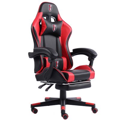 Racing-Design PC Gaming Chair with Footrest, Black/Red-Black