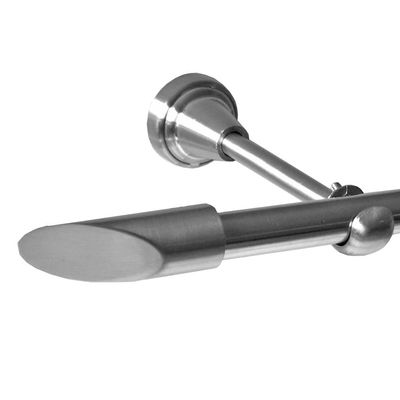 BASIT 16 mm Curtain Rod, Stainless Steel Look, Single-Track, Wall-Mounted, 280 cm, H14