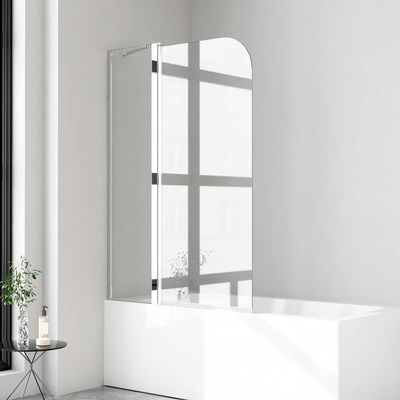 2-Piece Bathtub Shower Screen, 90 x 140 cm, 6 mm Nano Tempered Glass