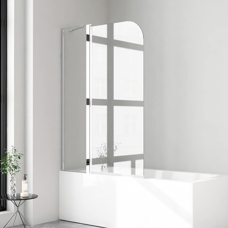 2-Piece Bathtub Shower Screen, 90 x 140 cm, 6 mm Nano Tempered Glass